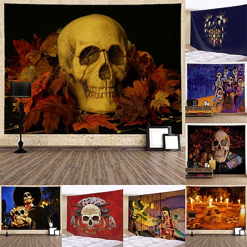 

El Día de los Muertos Party Wall Tapestry Art Decor Blanket Curtain Hanging Home Bedroom Living Room Decoration Polyester Day of Dead