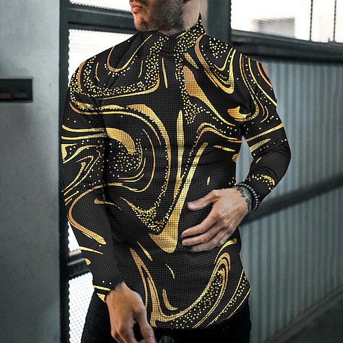 

Homme T shirt Tee Graphic Dégradé Col Roulé Violet Dorée 3D effet Travail Plein Air manche longue Imprimer Vêtement Tenue basique Vêtement de rue Grand et grand Poche