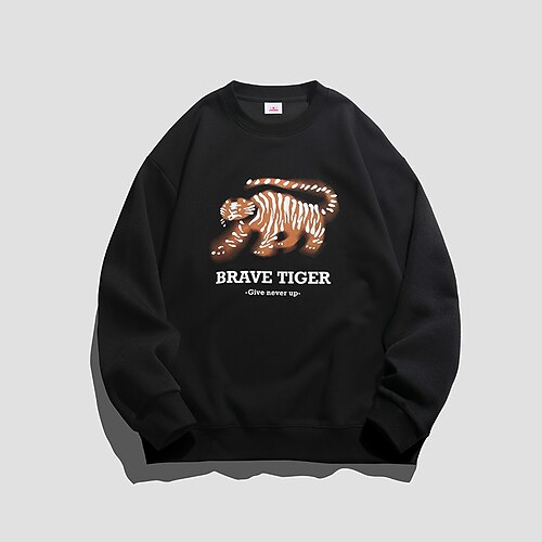 

Men's Unisex Sweatshirt Pullover Letter Tiger Graphic Prints Print Daily Sports Holiday 3D Print Casual Hip Hop Big and Tall Clothing Apparel Hoodies Sweatshirts Long Sleeve White Black