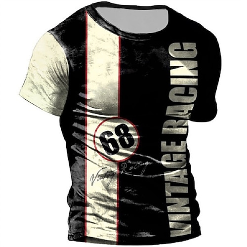 

Men's Unisex T shirt Tee Letter Graphic Prints Crew Neck Black Short Sleeve 3D Print Outdoor Street Print Tops Sports Casual Big and Tall / Summer / Summer