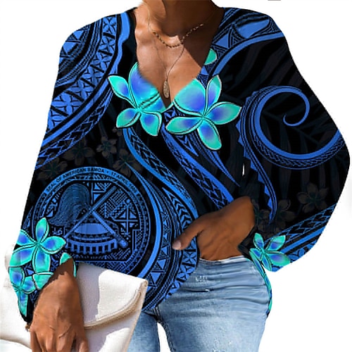 

Women's Plus Size Tops Blouse Shirt Graphic Floral Print Long Sleeve V Neck Casual Daily Vacation Polyester Fall Winter Dark Yellow Green