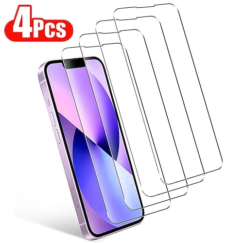 

[4 Pack] Phone Screen Protector For Apple iPhone 14 Pro Max iPhone 13 Pro Max 12 Mini 11 X XR XS Max 8 7 Screen Protector Tempered Glass High Definition (HD) 9H Hardness 3D Touch Compatible Phone