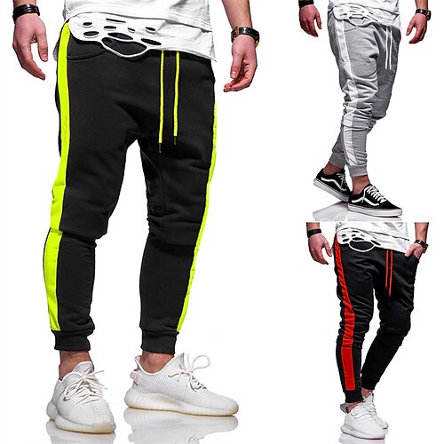 

Men's Joggers Trousers Casual Pants Drawstring Elastic Waist Color Block Comfort Breathable Casual Daily Streetwear Sports Fashion Black Green Black / Red Micro-elastic / Elasticity