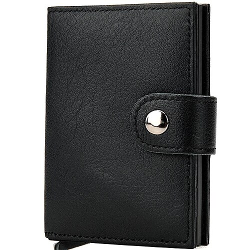 

Men's Coin Purse Wallet Nappa Leather Cowhide Zipper Solid Color Daily Black