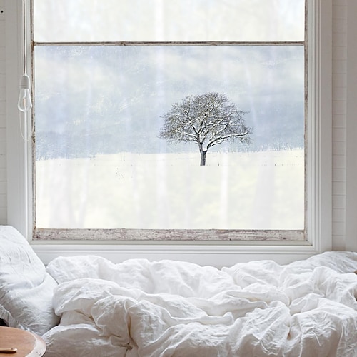 

Snow Landscape Pattern Window Film Home Bedroom Bathroom Glass Window Film Stickers Self Adhesive Sticker 116 x 60CM Wall Stickers for Bedroom Living Room