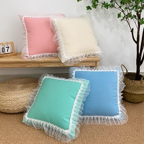 

Throw Pillow Cover Farmhouse Lace Board Colorful Square Quality Pillow Case for Bedroom Livingroom Cushion Cover