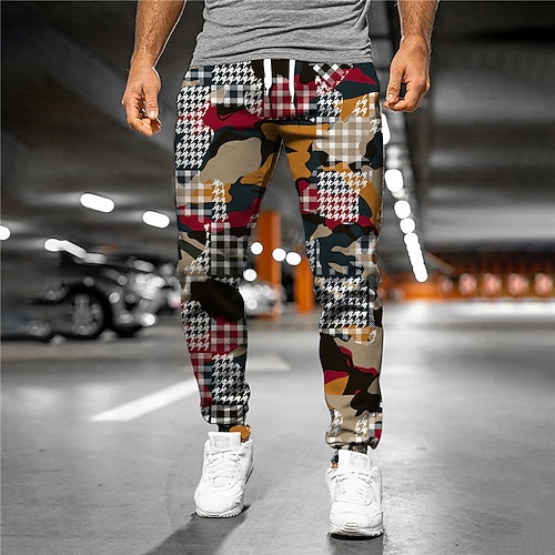

Men's Sweatpants Joggers Trousers Drawstring Elastic Waist 3D Print Camouflage Graphic Prints Comfort Breathable Sports Outdoor Casual Daily Streetwear Designer Red Micro-elastic / Elasticity