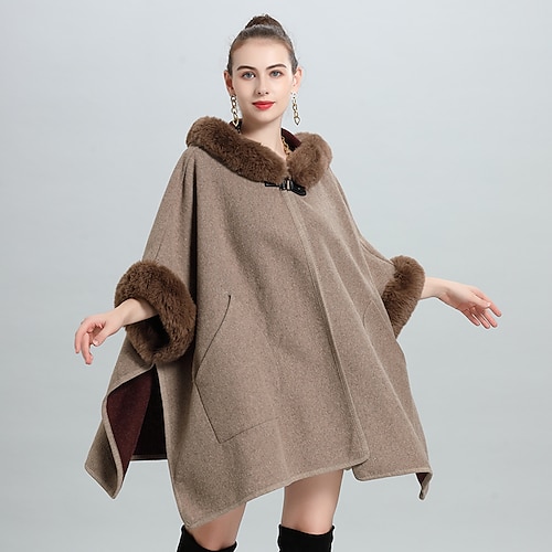 

Women's Wrap Cape Elegant Casual Daily 3/4 Length Sleeve Faux Fur Wedding Wraps With Pure Color For Wedding Spring