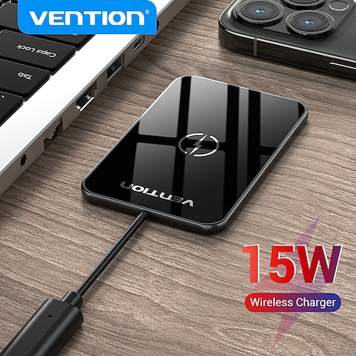 

Vention Wireless Charger 15W Fast Charging Pad For iPhone 14 13 12 Max Xiaomi Samsung Huawei Airpods Mobile Phone Charger