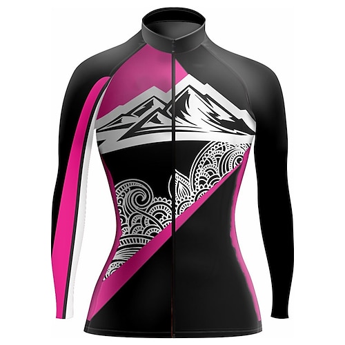 

21Grams Women's Cycling Jersey Long Sleeve Bike Top with 3 Rear Pockets Mountain Bike MTB Road Bike Cycling Quick Dry Moisture Wicking Black Cat Spandex Sports Clothing Apparel / Stretchy