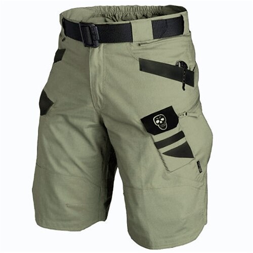 

Men's Cargo Shorts Shorts Pants Elastic Waist Multiple Pockets Solid Color Comfort Breathable Knee Length Casual Daily Sports Streetwear ArmyGreen Black