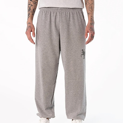 

Men's Sweatpants Joggers Trousers Elastic Waist Print Painting Comfort Breathable Casual Daily Streetwear Cotton Blend Sports Fashion Grey High Waist Micro-elastic