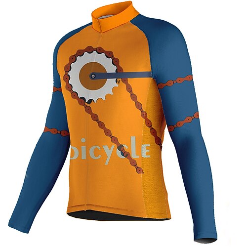 

21Grams Men's Cycling Jersey Long Sleeve Bike Top with 3 Rear Pockets Mountain Bike MTB Road Bike Cycling Breathable Quick Dry Moisture Wicking Reflective Strips Orange Gear Polyester Spandex Sports