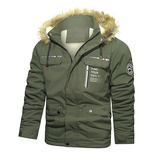 

Men's Winter Jacket Winter Coat Hoodie Jacket Windproof Warm Street Daily Holiday Zipper Hoodie Casual Casual Daily Comfortable Jacket Outerwear Word Pocket Full Zip Red Army Green White
