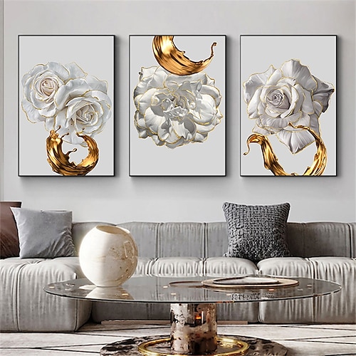 

1 Panel Floral Prints White Rose Modern Wall Art Wall Hanging Gift Home Decoration Rolled Canvas Unframed Unstretched Painting Core