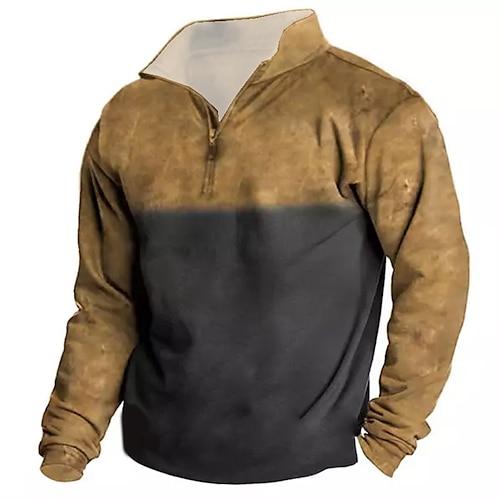 

Men's Unisex Zip Up Sweatshirt Pullover Color Block Graphic Prints Zipper Print Daily Sports 3D Print Designer Casual Big and Tall Clothing Apparel Hoodies Sweatshirts Long Sleeve Yellow
