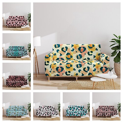 

Leopard Pattern Sofa Cover Stretch Slipcovers Soft Durable Couch Cover 1 Piece Spandex Fabric Washable Furniture Protector fit Armchair Seat/Loveseat/Sofa/XL Sofa