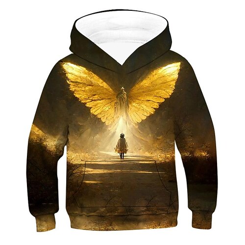 

Kids Boys Hoodie Graphic Outdoor 3D Print Long Sleeve Pocket Fashion 3-12 Years Winter Brown
