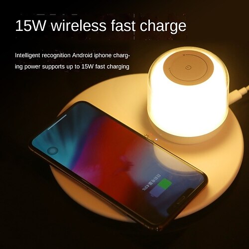 

Lamp Wireless Charger, Christmas Gift,15W Ultra Fast Wireless Charger lamp Bedside, Adjustable Stepless Dr and Brightness Touch Lamp with Magnetic