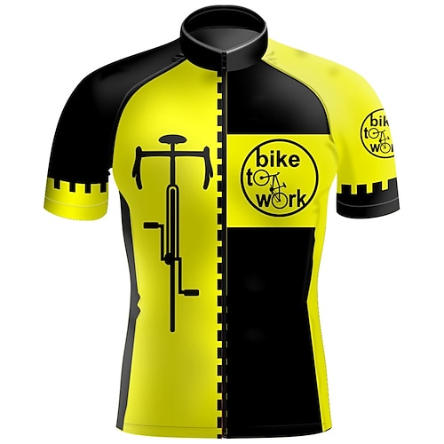 

21Grams Men's Cycling Jersey Short Sleeve Bike Top with 3 Rear Pockets Mountain Bike MTB Road Bike Cycling Breathable Quick Dry Moisture Wicking Reflective Strips Yellow Graphic Polyester Spandex