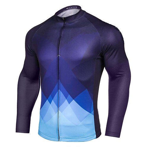 

21Grams Men's Cycling Jersey Long Sleeve Bike Jersey Top with 3 Rear Pockets Mountain Bike MTB Road Bike Cycling Breathable Quick Dry Moisture Wicking Reflective Strips Dark Navy Spandex Sports