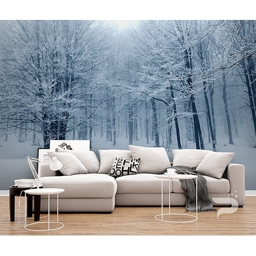 

3D Mural Wallpaper Winter Snowy Fairytale Wall Sticker Covering Print Peel and Stick Removable PVC / Vinyl Material Self Adhesive / Adhesive Required Wall Decor Wall Mural for Living Room Bedroom