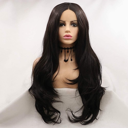 

Black Color Lace Front Wigs Synthetic Black Lace Front Wigs For Women Hair Long Natura Wavy Heat Resistant Fiber Long Wavy