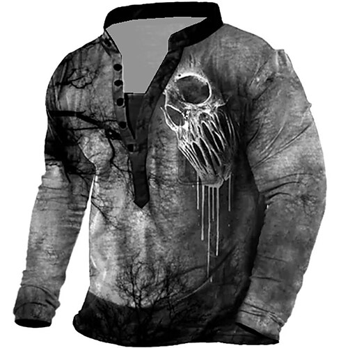 

Men's Unisex Sweatshirt Pullover Button Up Hoodie Skull Graphic Prints Zipper Print Daily Sports Holiday 3D Print Streetwear Designer Casual Clothing Apparel Hoodies Sweatshirts Long Sleeve Gray