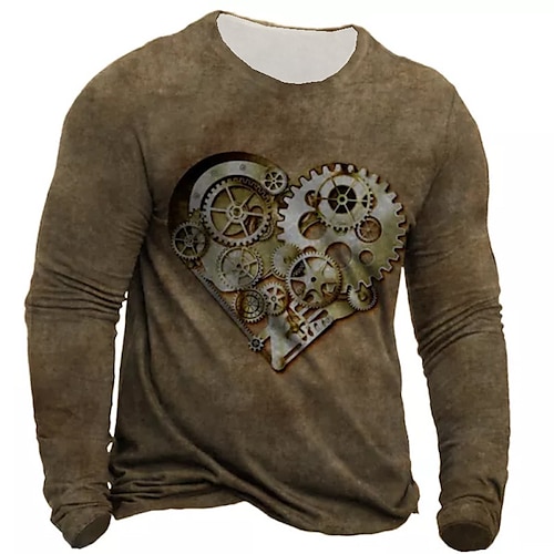 

Men's Unisex T shirt Tee Graphic Prints Machine Crew Neck Green Blue Purple Brown Light Blue 3D Print Outdoor Street Long Sleeve Print Clothing Apparel Basic Sports Designer Casual