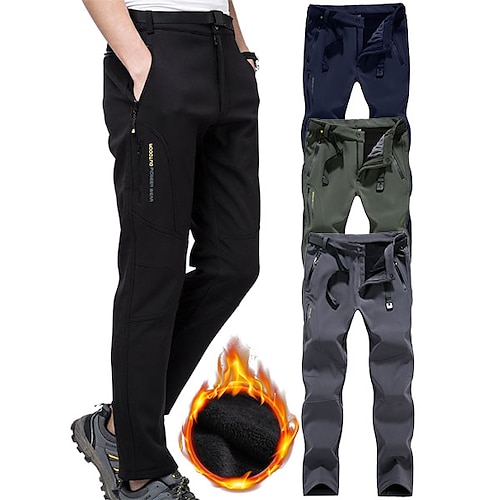 

Men's Hiking Pants Trousers Fleece Lined Pants Softshell Pants Winter Outdoor Thermal Warm Windproof Water Resistant Multi Pockets Pants / Trousers Bottoms Elastic Waist Zipper Pocket Hunting Ski
