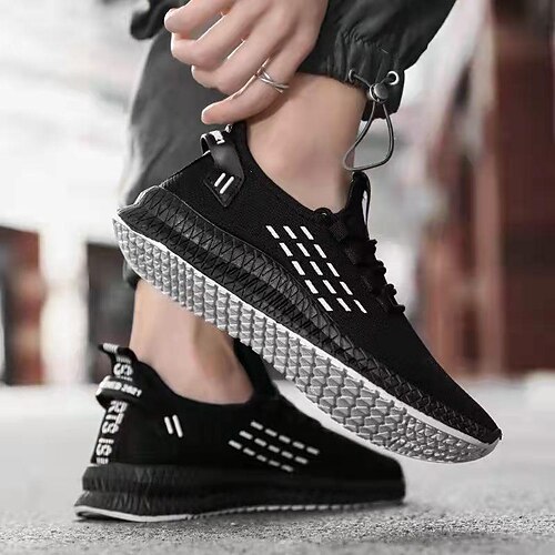 

Men's Sneakers Flyknit Shoes Sporty Casual Daily Running Shoes Tissage Volant Yellow Orange White Fall Spring