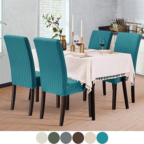 

Funda elástica para silla de comedor, funda protectora para silla elástica jacquard, funda para cojín de asiento con banda elástica para comedor, boda, decoración del hogar