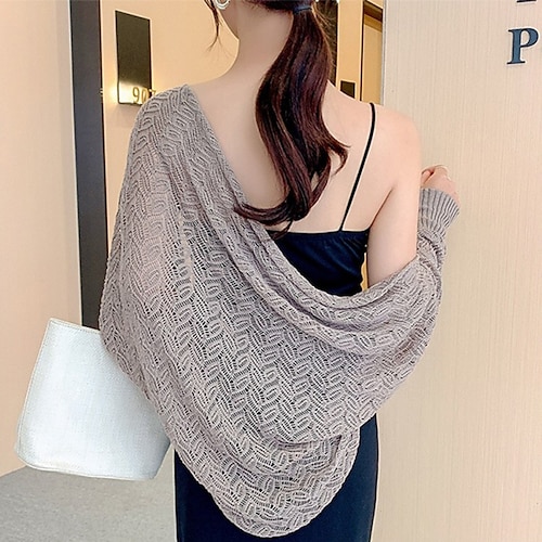 

Shawl & Wrap Shawls Women's Wrap Ladies Pure Long Sleeve Polyester Wedding Wraps With Pure Color For Daily All Seasons
