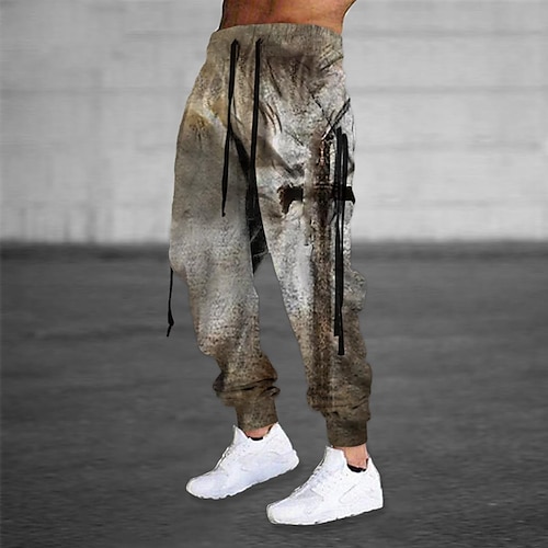 

Men's Sweatpants Joggers Trousers Drawstring Elastic Waist Ribbon Graphic Prints Comfort Breathable Sports Outdoor Casual Daily Cotton Blend Terry Streetwear Designer Gray Micro-elastic / Elasticity