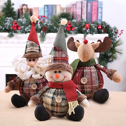 

poupées de noël père noël bonhomme de neige wapiti jouets figurines de noël rouge arbre de noël ornement 2022 décorations de noël pour la maison navidad 2023