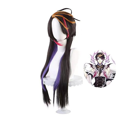 

Virtual Anchor Vtuber Rainbow Club New Member Shuyamino Cosplay Wig Highlights And Tail