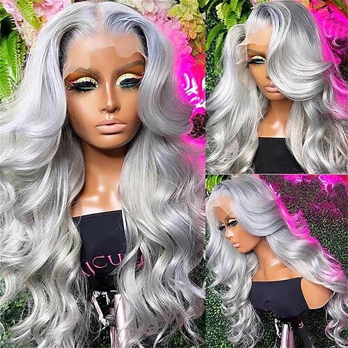 

Grey Color Body Wave13x4 HD Lace Front Wigs Colored Human Hair Wigs With Baby Hair