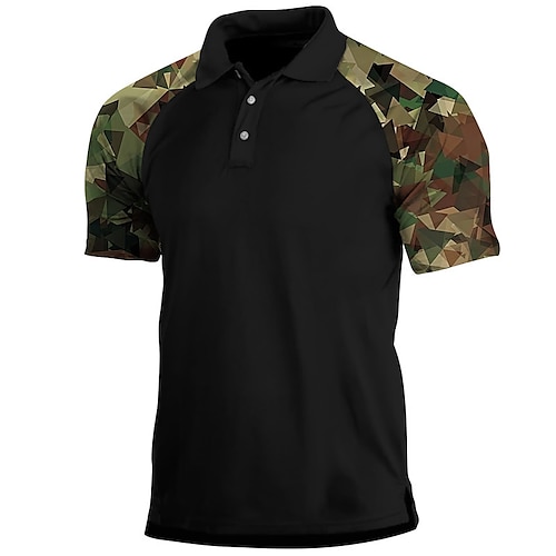 

Men's Collar Polo Shirt Golf Shirt Camo / Camouflage Turndown Black 3D Print Outdoor Street Short Sleeves Button-Down Print Clothing Apparel Fashion Casual Breathable / Summer / Spring / Summer