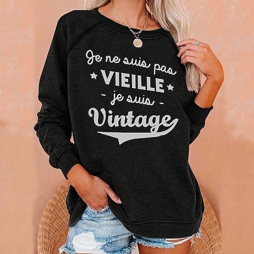 

Women's Sweatshirt Pullover Text Monograms Print Daily Sports Hot Stamping Active Streetwear Clothing Apparel Hoodies Sweatshirts Black Gray