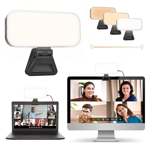 

LUXCEO Video Conference Lighting Zoom Light for Remote Working Webcam Lighting for Laptop Zoom Calls Live Streaming Online Class Self Broadcasting Video Light for Zoom Meeting with 3 Light Modes