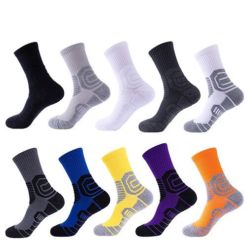 

Running Socks 1 Pair Men's Women's Socks Breathable Sweat wicking Comfortable Gym Workout Basketball Running Active Training Jogging Sports Geometric Cotton Dark Grey White Black / Athletic