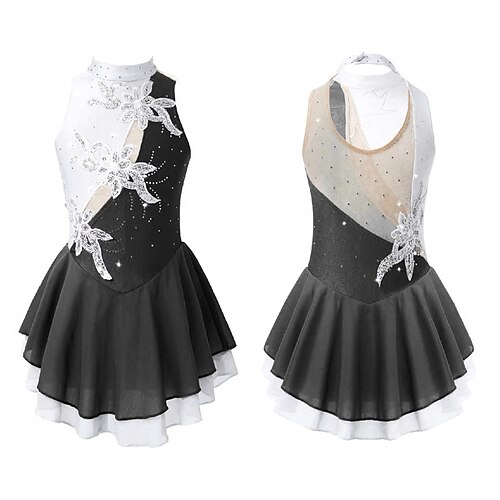 

Figure Skating Dress Women's Girls' Ice Skating Dress Black Green Rosy Pink Open Back Spandex High Elasticity Training Competition Skating Wear Handmade Crystal / Rhinestone Sleeveless Ice Skating