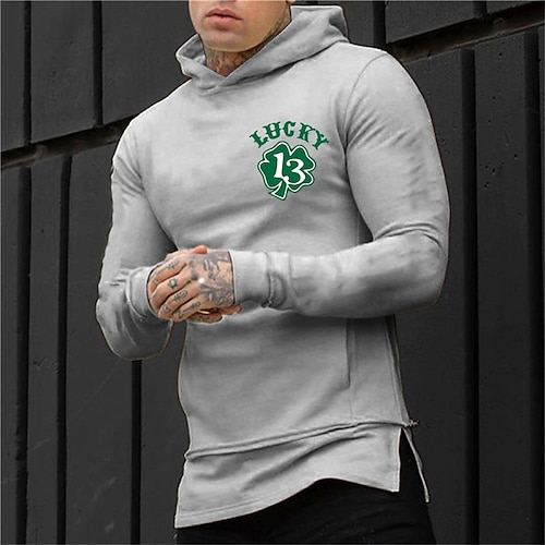 

Men's Pullover Hoodie Sweatshirt Hooded Graphic Letter Print Sports Outdoor Daily Sports Hot Stamping Basic Designer Casual Hoodies Sweatshirts Long Sleeve Gray / Spring / Fall