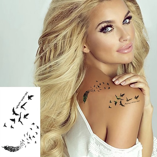 

1 PCS Temporary fake tattoo with feather for birds flash tattoo with feather for arm leg wrist foot hand for girls and men