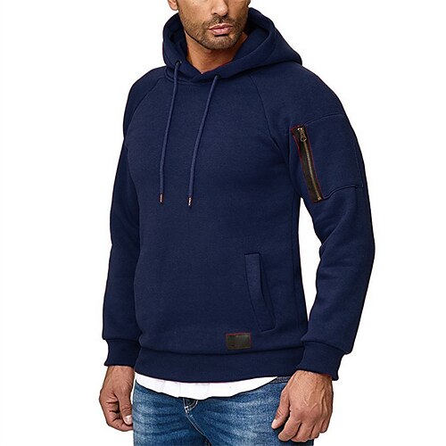 

Men's Hoodie Wine Red Navy Blue Hooded Solid Color Sports & Outdoor Streetwear Cool Casual Big and Tall Winter Fall Clothing Apparel Hoodies Sweatshirts Long Sleeve / Spring