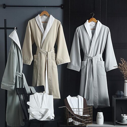 

Hotel Bathrobe Hotel Hilton Nightgown Gabardine Bathrobe Men'S And Women'S Long Bathrobes Absorbent And Quick-Drying