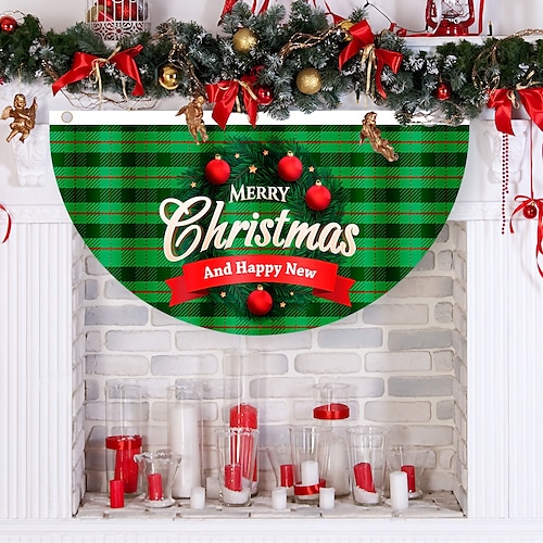 

Christmas Fan-shaped Flag Door Hangs Christmas Decorations Creative Cartoon Printing.