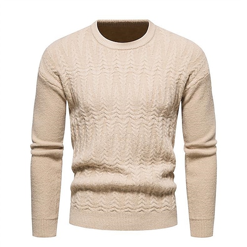 

Men's Pullover Sweater jumper Ribbed Knit Cropped Knitted Solid Color Crew Neck Basic Stylish Outdoor Daily Clothing Apparel Fall Winter Green Blue M L XL / Cotton / Long Sleeve / Long Sleeve