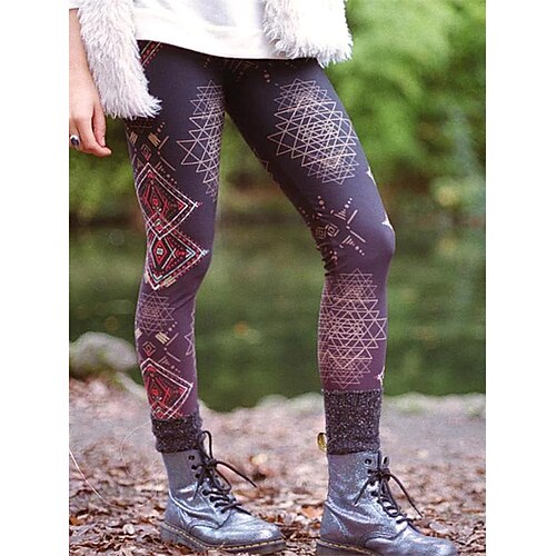 

Women's Tights Leggings Print Geometric Tummy Control Butt Lift Full Length Daily Fashion Tights Skinny Black Brown Mid Waist Micro-elastic