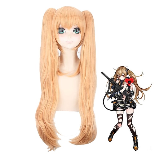 

80CM Synthetic Wig UMP9 Girls Frontline Straight With Bangs Wig Long Blonde Synthetic Hair Women's Soft Easy to Carry Fashion Blonde